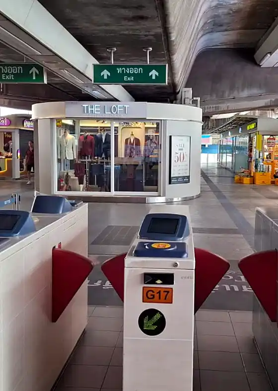 The Loft kiosk beyond the ticket gates on the station concourse