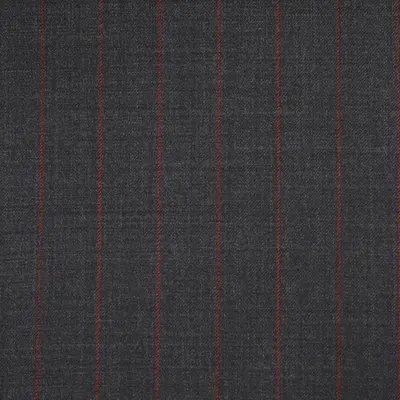Close photograph of charcoal stripe suiting cloth, LF-020
