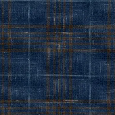 Close photograph of blue check suiting cloth, LF-049