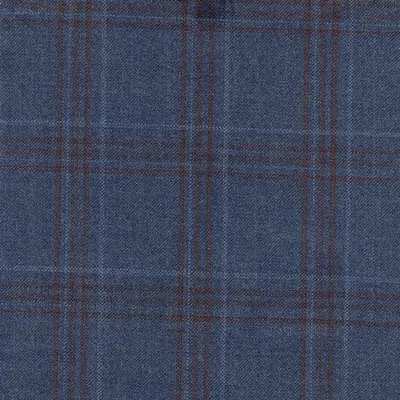 Close photograph of blue check suiting cloth, LF-051