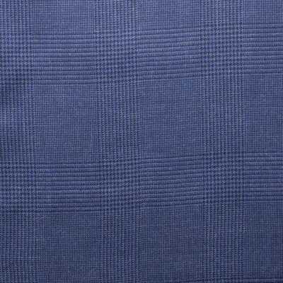 Close photograph of blue check suiting cloth, LF-053
