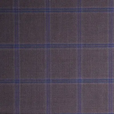 Close photograph of brown check suiting cloth, LF-060