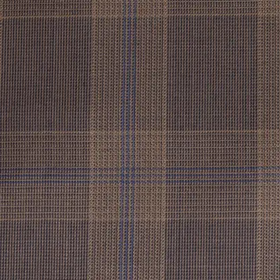 Close photograph of brown check suiting cloth, LF-064