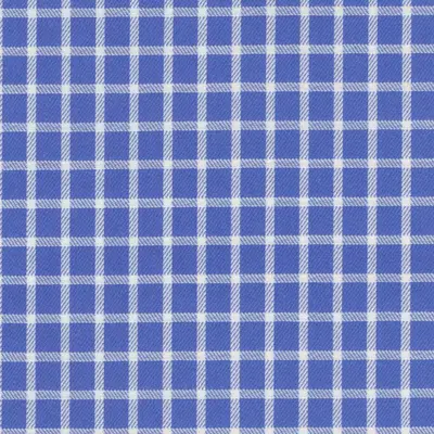 Close photograph of blue check shirting cloth, LF-100