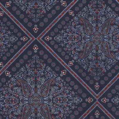 Close photograph of navy print lining cloth, LF-115