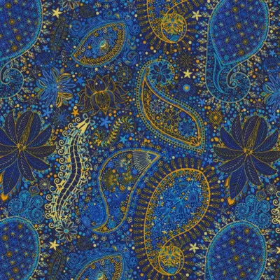 Close photograph of blue print lining cloth, LF-117
