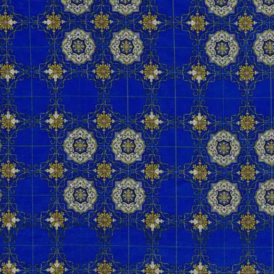 Close photograph of blue print lining cloth, LF-118